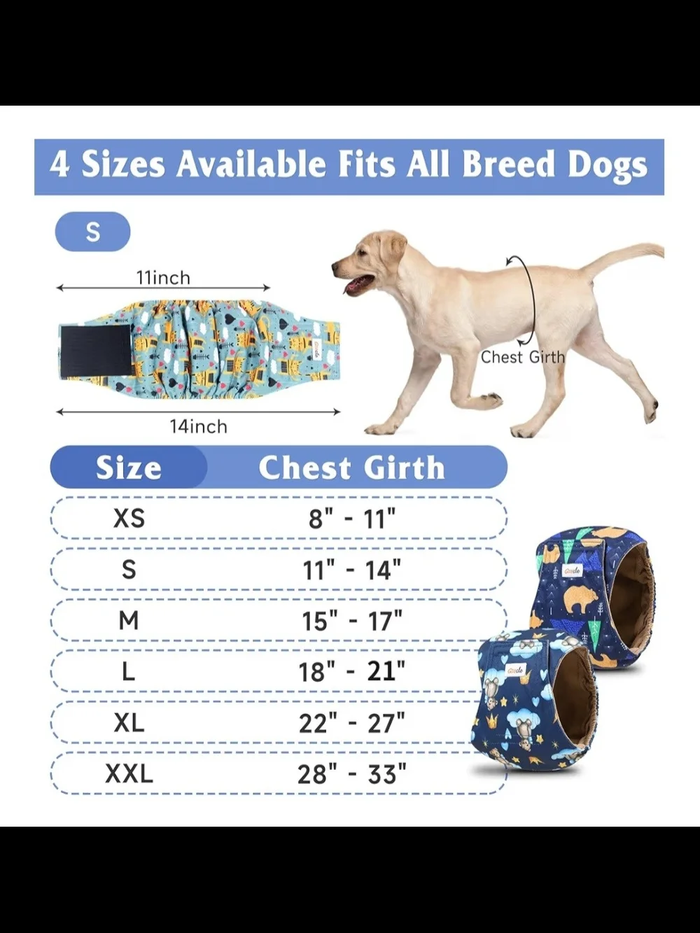 Padded Belly Bands For Male Dogs Size Large